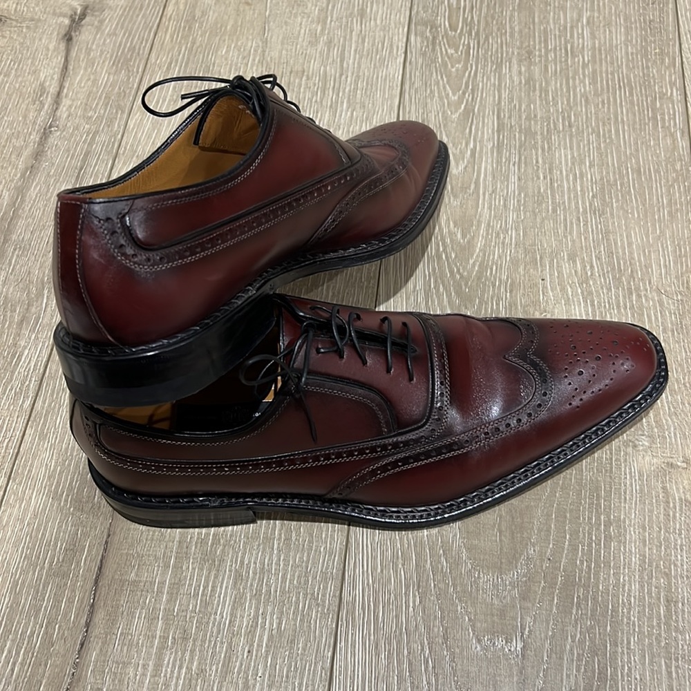 A. Testoni  Black Label Leather Wingtip Oxfords